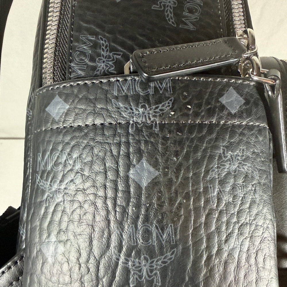 Mcm Large Black Monogram Backpack - Silver Accents - image 5